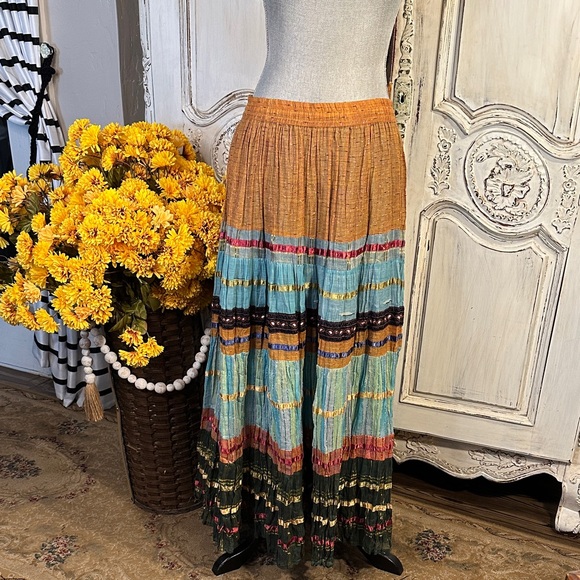 Coldwater Creek GypsyWestern Bohemian Multicolor Maxi Skirt